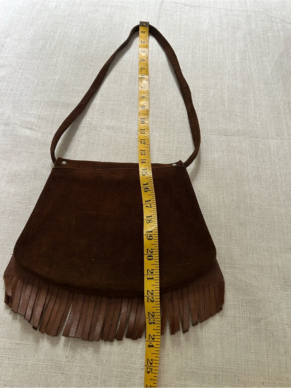 Vintage Handmade Suede Leather Fringe Crossbody Bag Hippie 70's Festival Boho - Picture 9 of 10